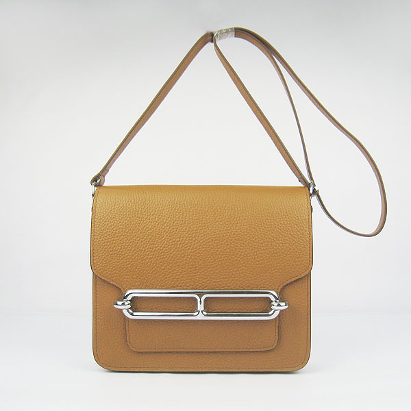 Replica Hermes Togo Leather Messenger Bag Light Coffee 8078 - Click Image to Close